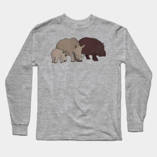 Hippopotamus and Rhinos Long Sleeve T-Shirt